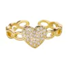 A golden heart-shaped diamond-encrusted ring is a fashionable and simple luxury jewelry accessory for women Item Picture